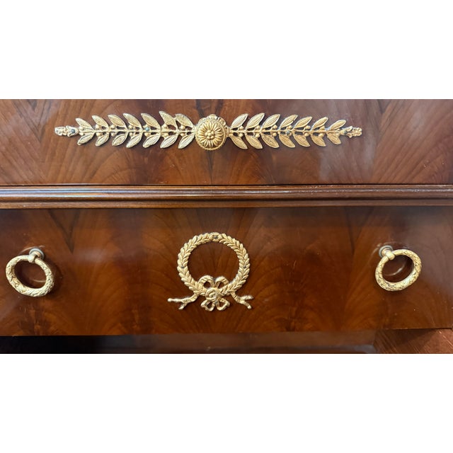Late 20th Century Pair of Colombo Mobili Italian Empire Plume Walnut & Pink Marble Nightstands For Sale - Image 17 of 18