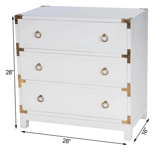 Wood Forster Campaign 3 Drawer Dresser, White For Sale - Image 7 of 13