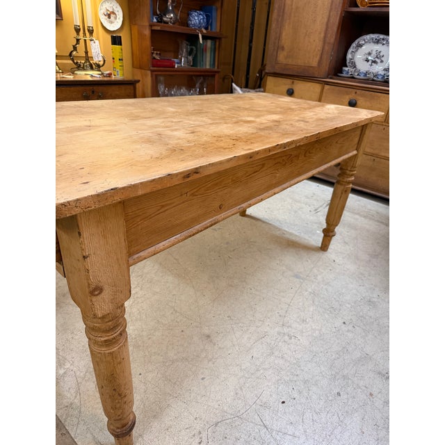 Antique Pine Farm Table With Drawer at Each End. Great Patina For Sale - Image 9 of 10