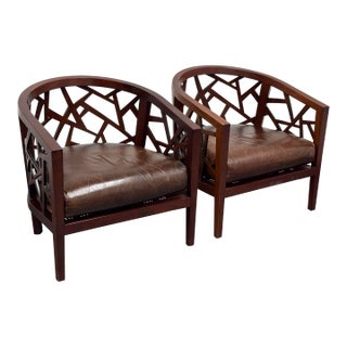 Crate & Barrel Ankara Lounge Chairs, Pair For Sale