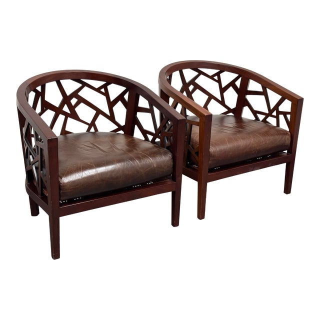 Crate & Barrel Ankara Lounge Chairs, Pair For Sale