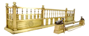 Large Antique Ornate Solid Brass Fireplace Fender Towel Rack c1900s Stunning