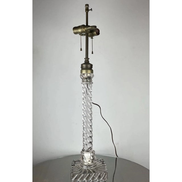 1920's Tall French Classic Crystal Columnar Swirl Pattern Table Lamps by Baccarat a - Pair For Sale - Image 10 of 17