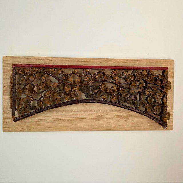 c.1920 Chinoiserie Floating Wall Sculpture, a Pair of Openwork Chinese Wood Carvings Wall Decor For Sale - Image 10 of 12
