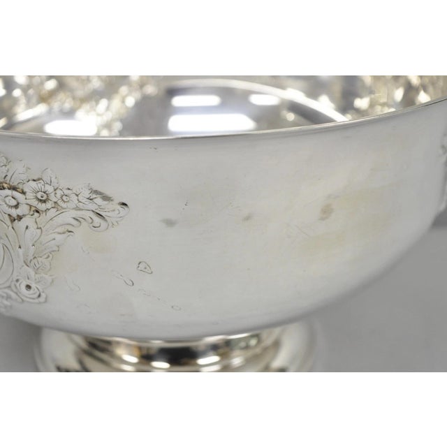 Silver Mid 20th Century Victorian Floral Repousse Silver Plated Punch Bowl Champagne Chiller Ice Bucket For Sale - Image 8 of 14