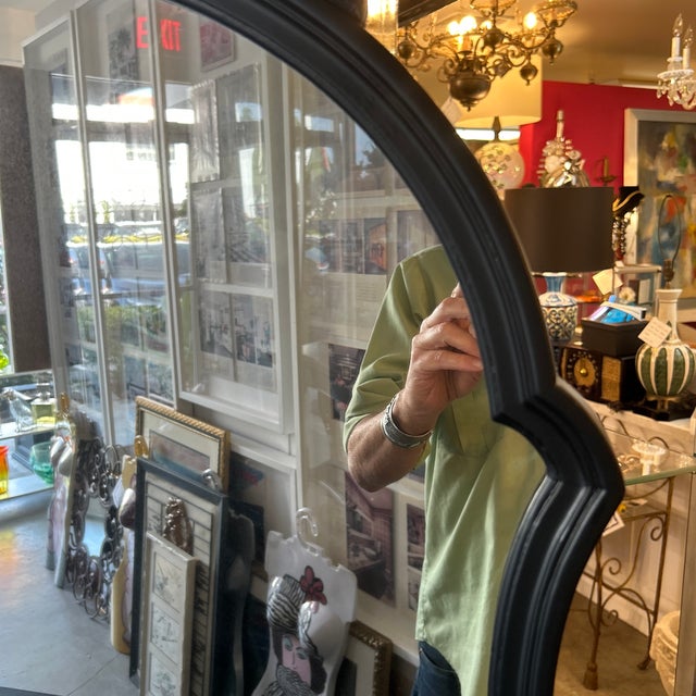 1940s Restored Black Painted Chest of Drawers With Mirror and Brass Rope Ring Pulls For Sale - Image 12 of 12