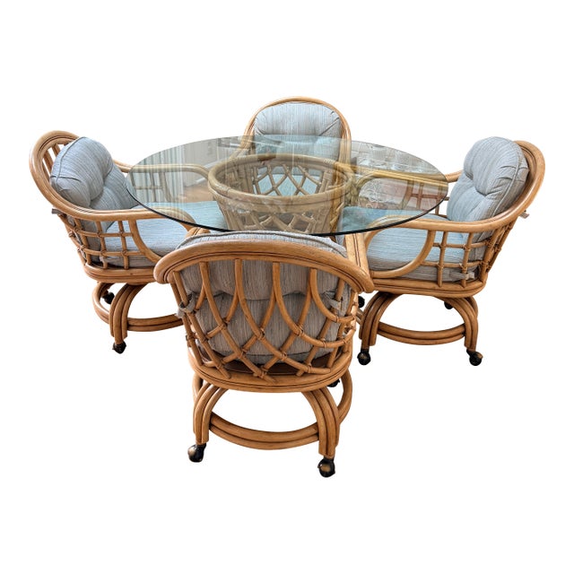 Vintage Lane Ventura Glass Top Table and 4 Chairs For Sale