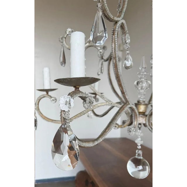 Mid 20th Century Italian Crystal Beaded Chandelier, Mid-20th Century For Sale - Image 5 of 13