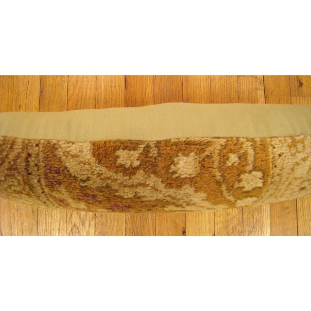 Decorative Antique Indian Agra Rug Pillows with Floral Elements - A Pair For Sale - Image 9 of 10