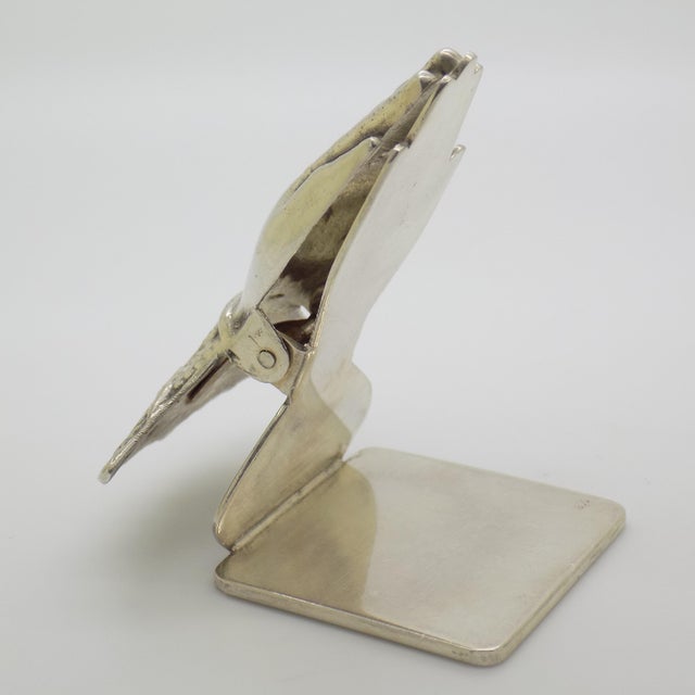 Vintage Italian Handmade Florentine Silver 800 Hand-Shaped Memo Holder Desk Clip, 1970s For Sale - Image 6 of 15