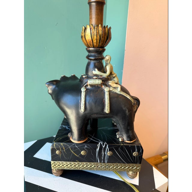 Tyndale Vintage Raymond Waites for Tyndale Asian Elephant and Rider Table Lamp For Sale - Image 4 of 12