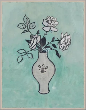 Vase with Roses Art Print in Acrylic Box Frame by Paule Marrot