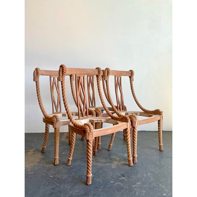 Neoclassical Vintage Carved Rope Dining Chairs - Set of 4 For Sale - Image 3 of 12