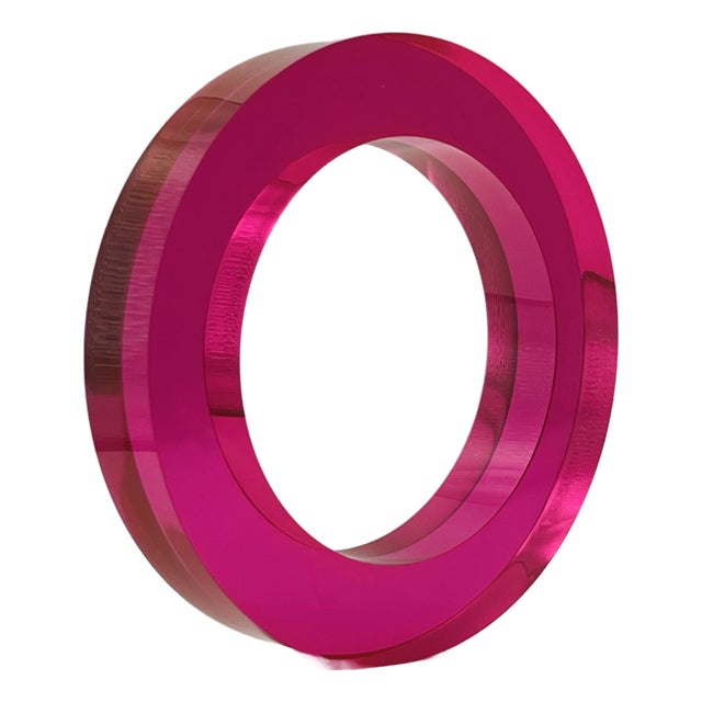 Mod Hot Pink Lucite Bangle C. 1990s For Sale