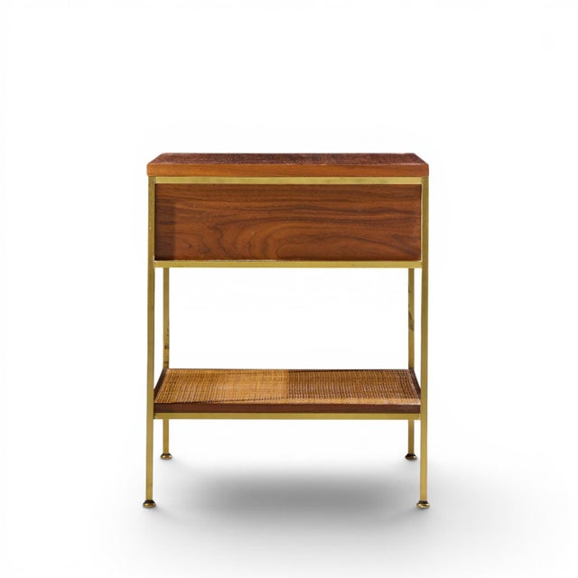 Mid 20th Century Paul McCobb Model 8714 Mid Century Mahogany, Brass and Cane Nightstands - Pair For Sale - Image 5 of 13