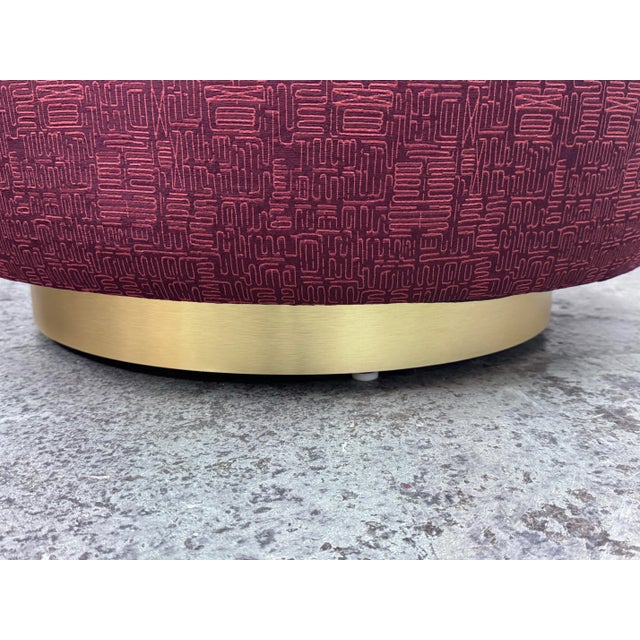 Raspberry Red Village West Design Custom Made Swivel Club Chairs in Raspberry, Pair For Sale - Image 8 of 9