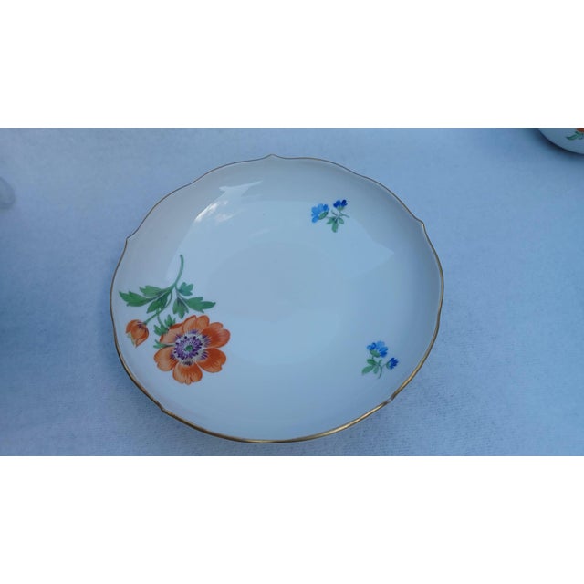 Ceramic Vintage Porcelain Coffee Tea Trio in Red Anemone from Meissen, 1970s, Set of 3 For Sale - Image 7 of 16