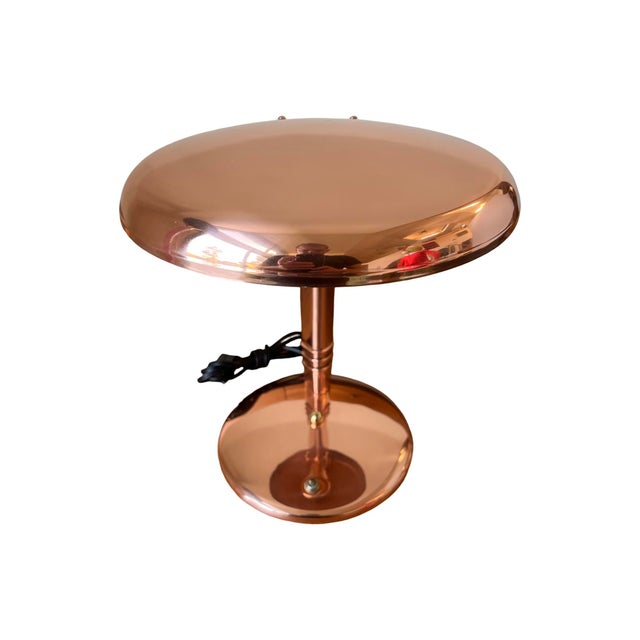 Vintage Art Deco 1940s Copper Desk Cobra Desk Lamp Faries Restored Rewired Machine Age For Sale - Image 9 of 10