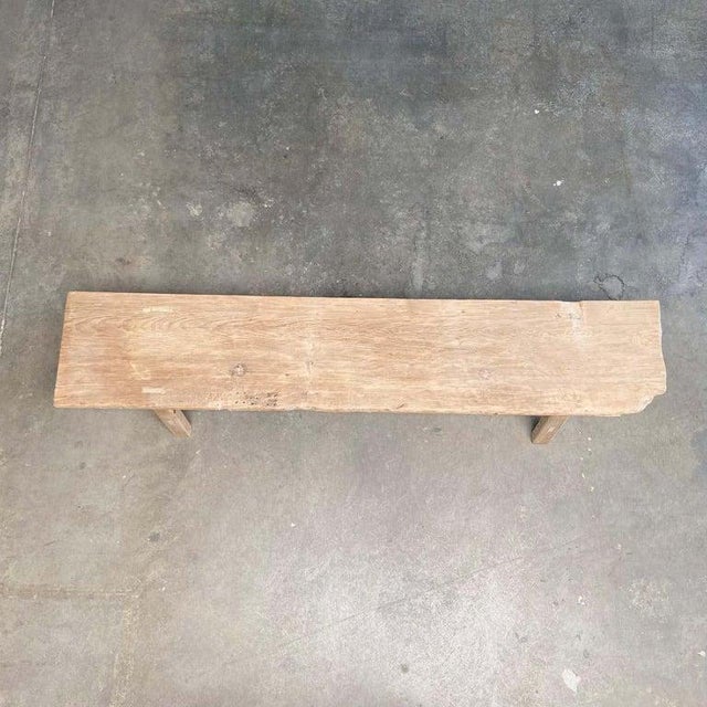 Vintage Elm Wood Coffee Table or Wide Seat Bench For Sale In Los Angeles - Image 6 of 7