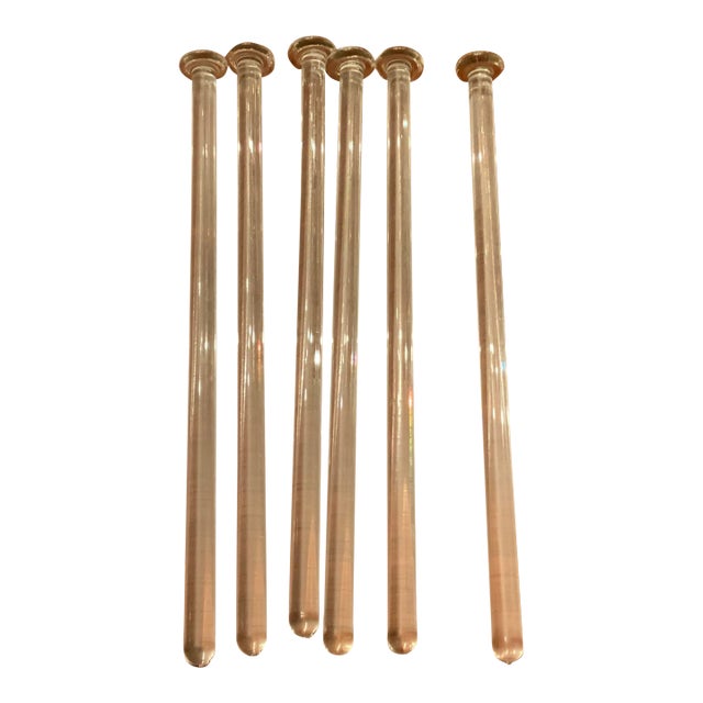 Handblown Vintage Glass Cocktail Swizzle Sticks- Set of 6 For Sale