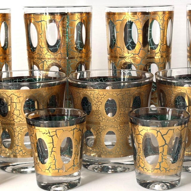 Culver “Pisa” Crackle Gold 12-Piece Barware Set, Circa 1960 For Sale In New York - Image 6 of 10