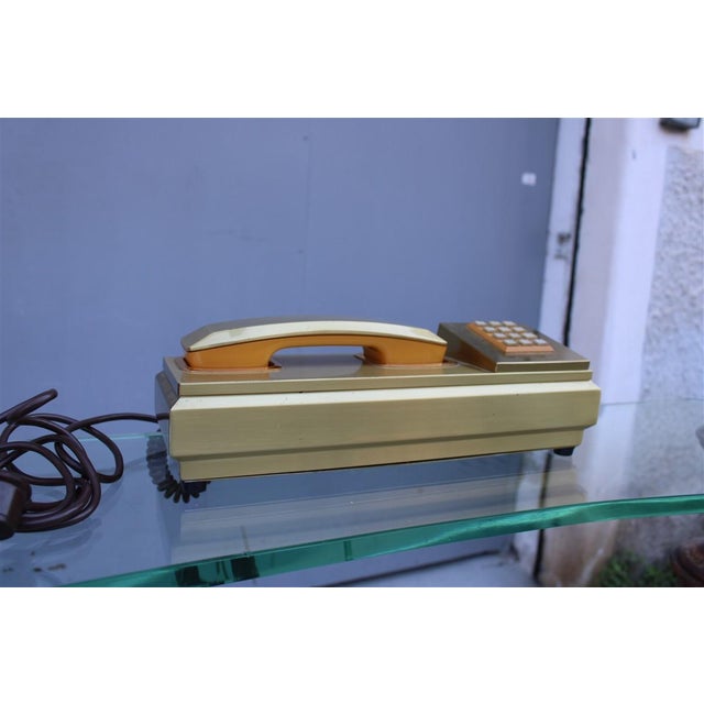 1970s Vintage Rectangular Brass Telephone, 1970s For Sale - Image 5 of 10