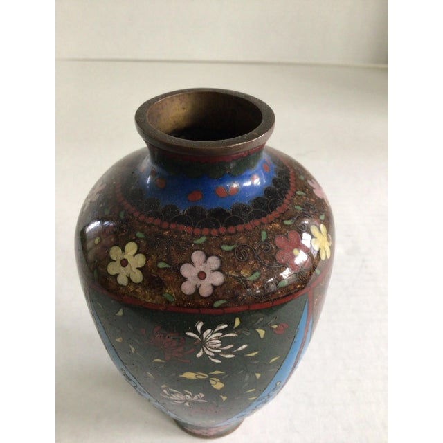 1920s 1920s Small Cloisonné Vase With Flowers and Butterflies For Sale - Image 5 of 7