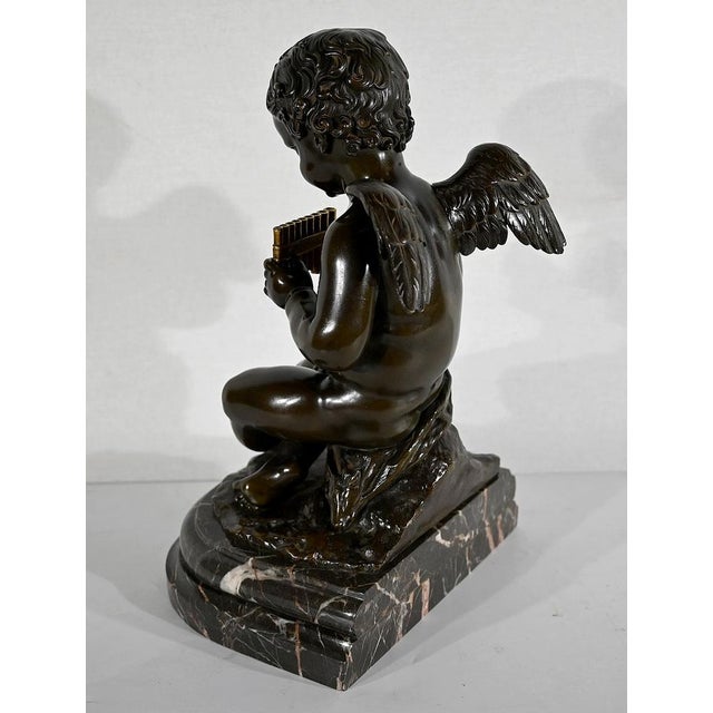 Angel with Flute, Late 19th Century, Bronze & Marble For Sale - Image 15 of 18