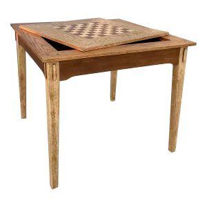 Vintage Game or Side Table With Inset Flip-Top Board | Backgammon and Chess