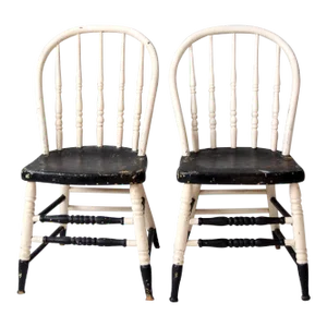 Antique Painted Windsor Chairs Pair