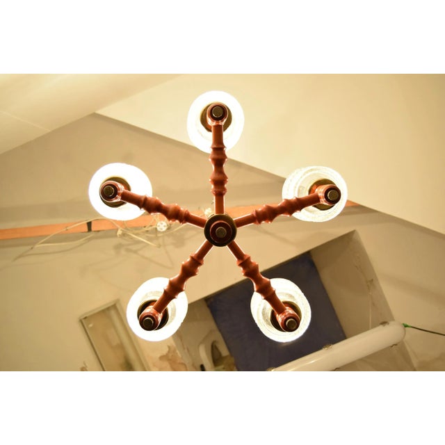 Mid-Century Wood Chandelier attributed to Instala Jilove U Decina, 1960s For Sale - Image 11 of 13