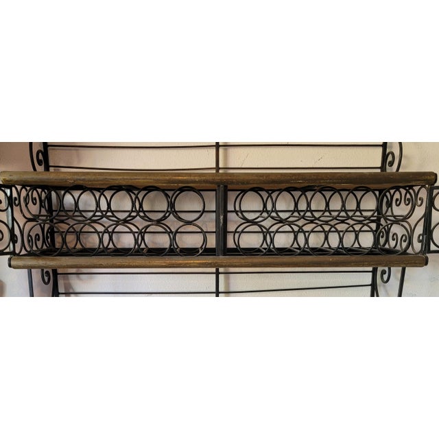 Wrought Iron Wine Baker’s Rack With Butcher Block Shelf by French Perfit Fils Ltd. For Sale - Image 13 of 18