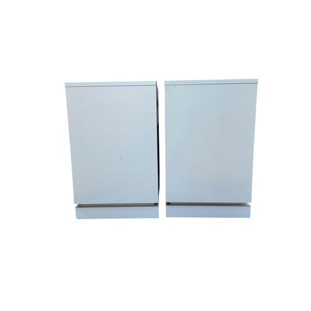 White Pair of Vintage Campaign Style Bedside Tables For Sale - Image 8 of 11