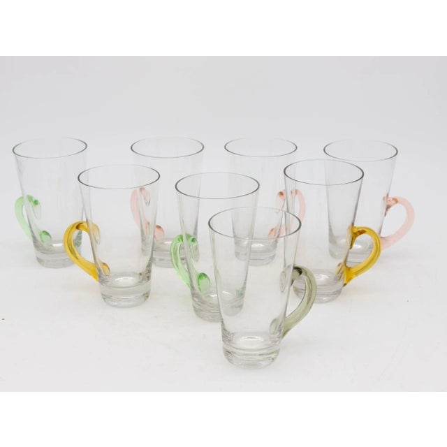 Set of Eight Vintage Hot Toddy Glasses With Colorful Handles For Sale - Image 9 of 9