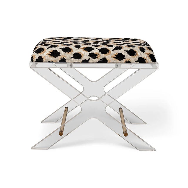 2020s Delano Gold Ocelot Black Lucite X-Bench For Sale - Image 5 of 5