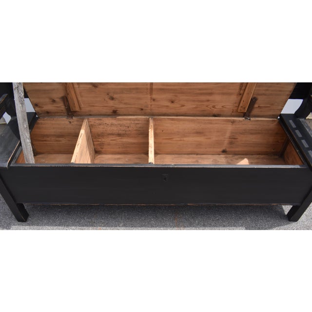 Painted Pine and Oak Storage Bench or Settle For Sale - Image 10 of 12