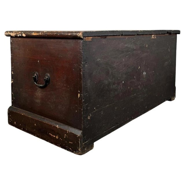 Wood Antique 19th Century Country House Painted Pine Blanket Box For Sale - Image 7 of 12