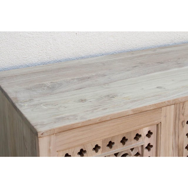 Sunbleached Wood Geometric Jali 5-Door Sideboard For Sale - Image 4 of 9