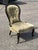 Victorian Mahogany Spoonback Chair. On White Porcelain Castors. Sizes:- 91 cms high, 61 cms wide, 42 cms seat height. A...