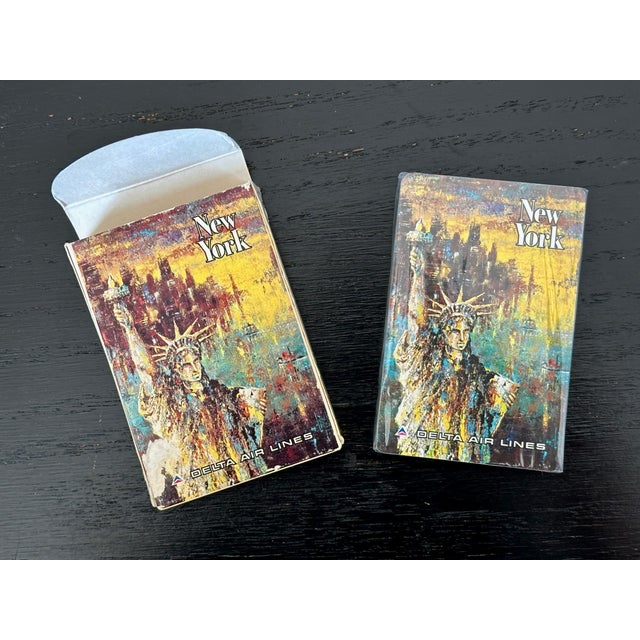 Produced in the 1970s for Delta Airlines, this vintage deck of playing cards features the iconic Statue of Liberty artwork...