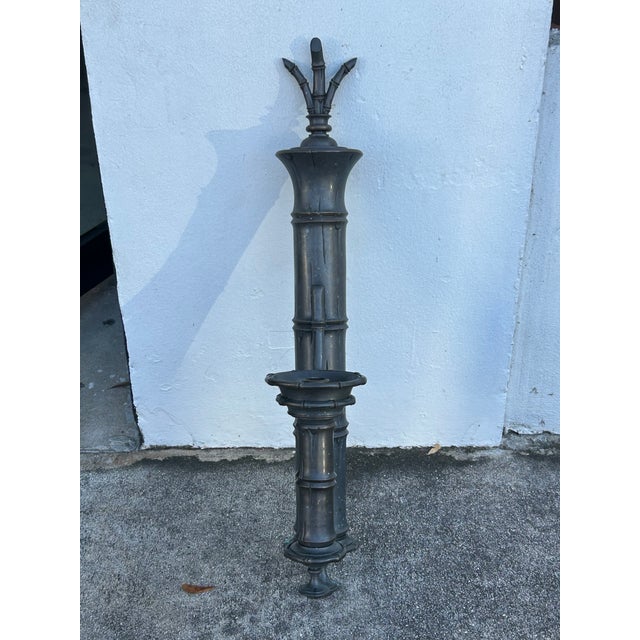 Asian Vintage Faux Bamboo Candle Power Wall Sconces - A Pair For Sale - Image 3 of 6