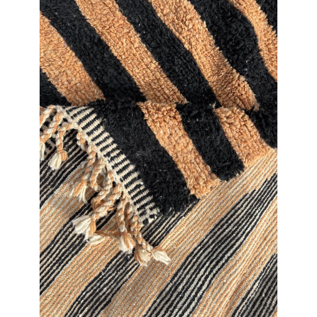Moroccan Rug with Black and Orange Stripes, 1990s For Sale - Image 3 of 9