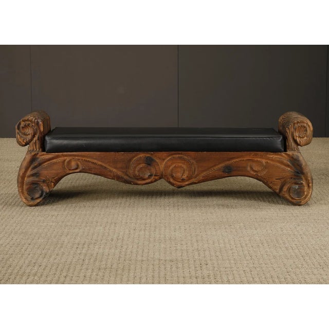 Mid-Century Modern Vintage Mid-Century Tiki Polynesian Carved Wood Bench by Witco, 1960s For Sale - Image 3 of 18