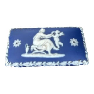 Late 19th Century Wedgwood Jasperware Cobalt Blue Matchbox Striker For Sale