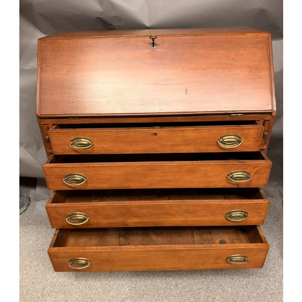 Early 19th Century American Cherry Slant Front Bureau Desk With Hand Cut Dovetails For Sale - Image 17 of 17