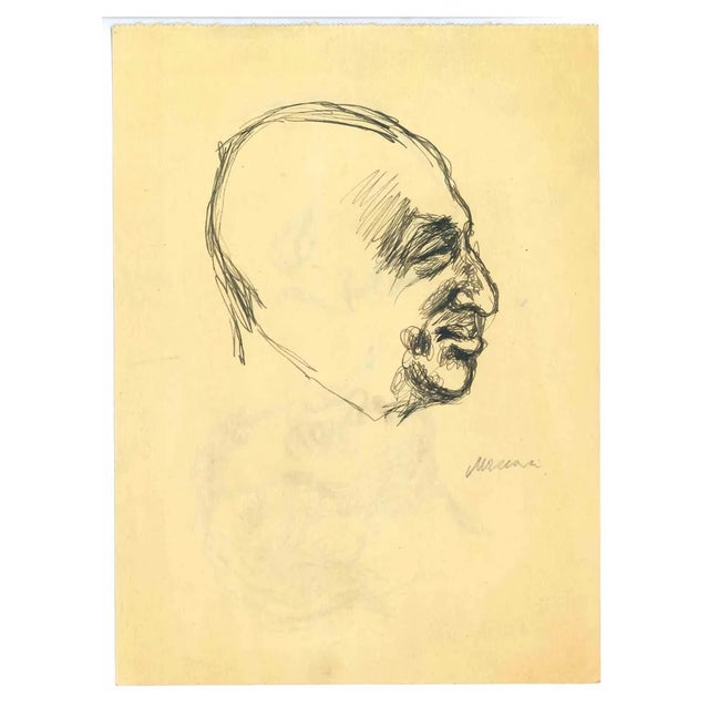 Mino Maccari, The Profile, Original Drawing, 1950s For Sale