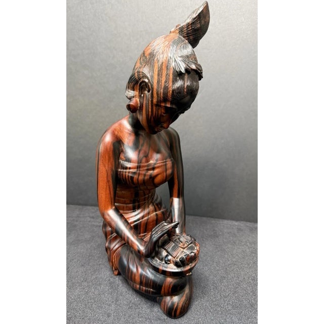 Art Deco Mid 20th Century Art Deco Balinese Modernist Macassar Ebony Sculpture by Ida Bagus Nyoman Kaler For Sale - Image 3 of 12