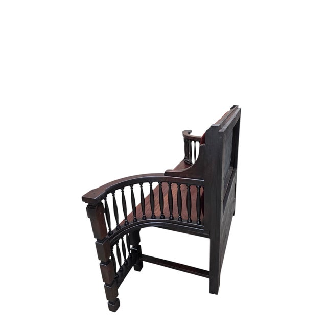 Wood Antique Eastlake Victorian Style Upholstered Back Bench For Sale - Image 7 of 7
