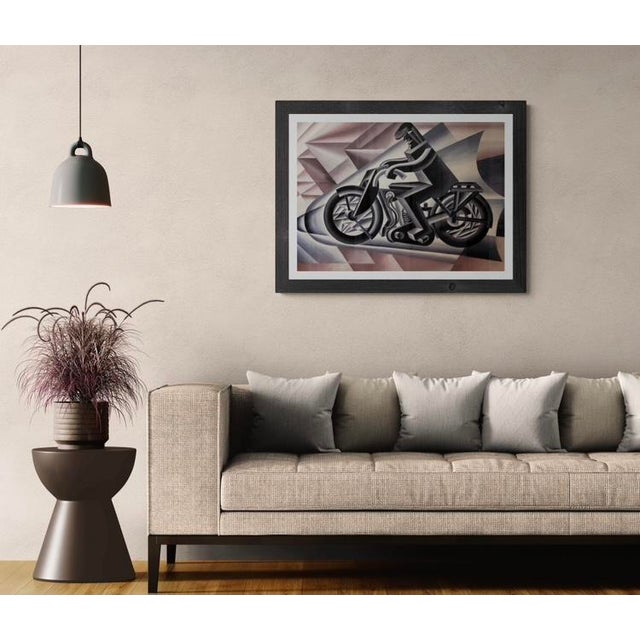 “Motoclistsa 2” (1923) by Fortunato Depero Italian Art Print Published in Italy 1995 For Sale - Image 9 of 9