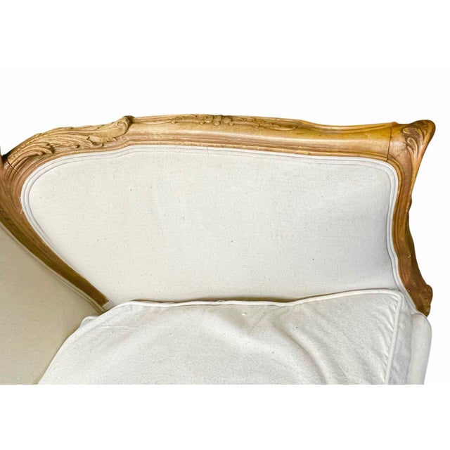 Textile 19th Century Louis XV-Style French Provincial Intricate Hand Carved Frame With Off White Upholstery For Sale - Image 7 of 12